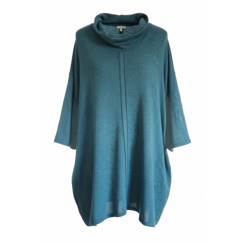 J Jill Pure Jill 3X Teal Blue Cowl Neck Tunic Top Oversized Knit *No Size Tag*